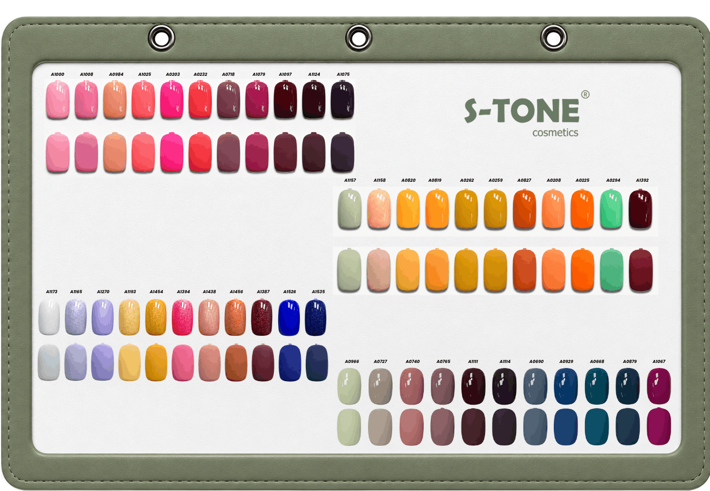 S-Tone Gel Polish colour chart 4 — brights, darks and jewel tones